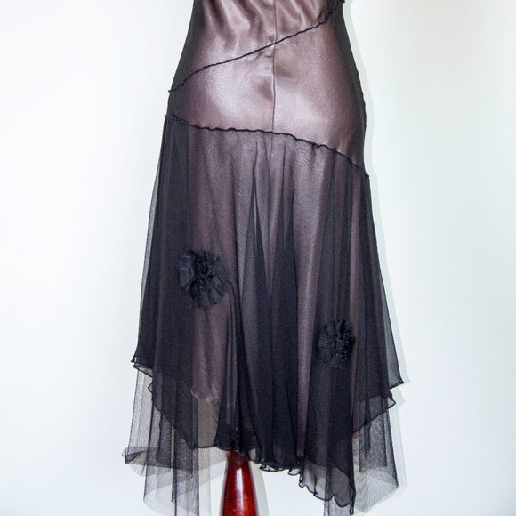 Women Illusion Sheer Dress Black Nude Cocktail Party S/M - Picture 9 of 9